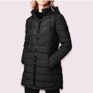 Bernardo Packable EcoPlume Hooded Puffer Coat Jacket Medium M